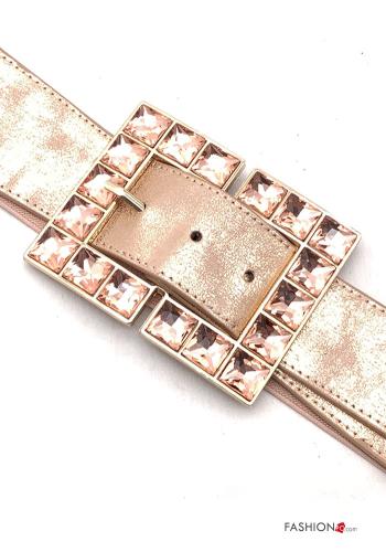 Cinto imitação de couro regulável com strass - ph 2