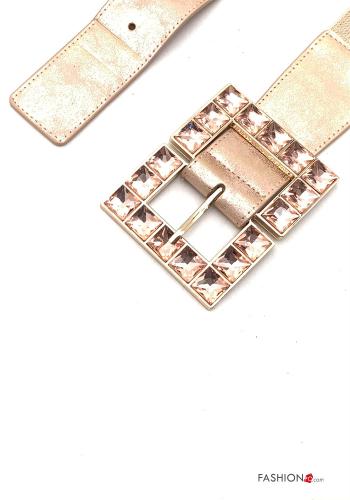 Cinto imitação de couro regulável com strass - ph 3