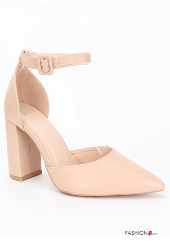 Scarpe con tacco ecopelle a punta con cinturino - ph 1