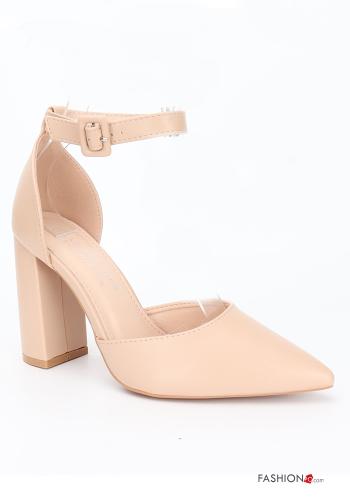 Scarpe con tacco ecopelle a punta con cinturino - ph 2
