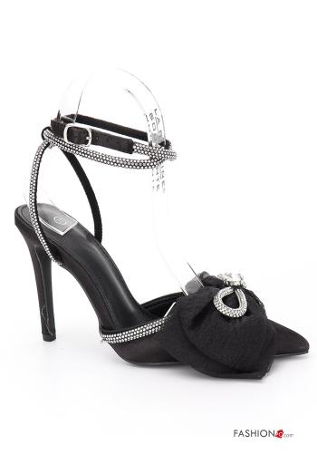Scarpe con tacco a punta con strass con fiocco con cinturino - ph 2