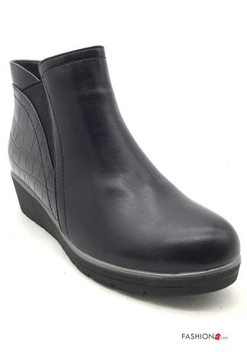 Kroko-Optik Kunstleder Stiefeletten mit Reißverschluss Keilabsatz - ph 1