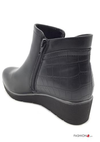 Kroko-Optik Kunstleder Stiefeletten mit Reißverschluss Keilabsatz - ph 3
