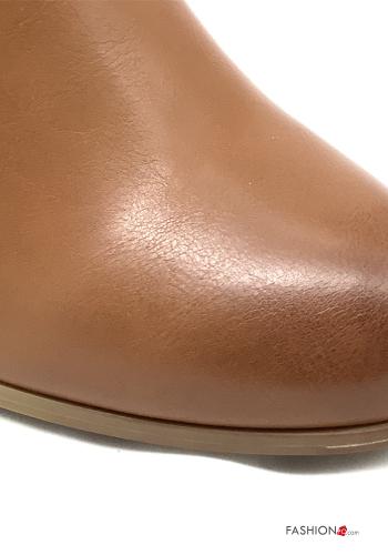 Kunstleder mit abgerundeter spitze Stiefeletten mit Reißverschluss mit Knöchelriemen - ph 4