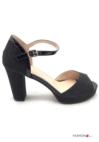 Scarpe con tacco open toe lurex con plateau con cinturino - ph 2