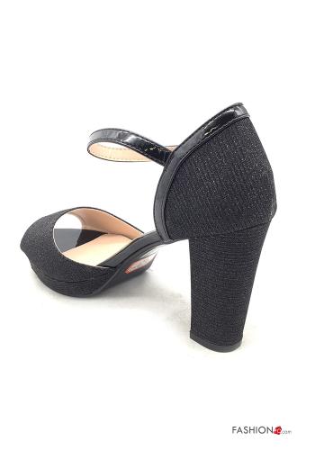 Scarpe con tacco open toe lurex con plateau con cinturino - ph 3