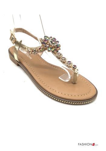 Sandalias metalizado con brillantes con correa - ph 1