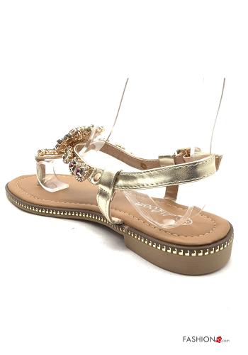 Sandalias metalizado con brillantes con correa - ph 3