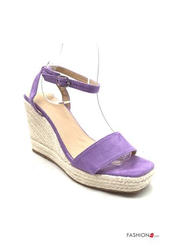Chaussures à talons Suède bout ouvert à Talons Compensés à sangle - ph 1