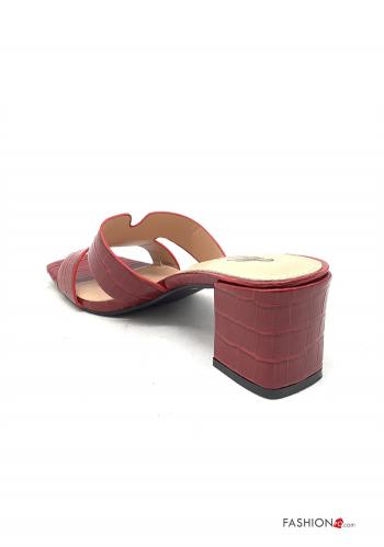 Kroko-Optik Kunstleder mit eckiger spitze open toe High Heel - ph 3