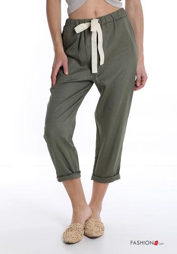 Trousers in Linen  with pockets with ribbon - ph 1