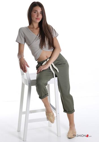 Trousers in Linen  with pockets with ribbon - ph 5