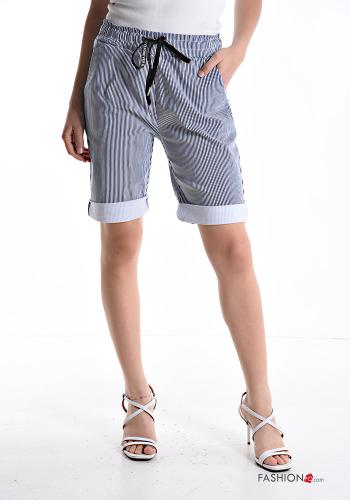 Striped knee-length Bermuda with drawstring with elastic with pockets - ph 1