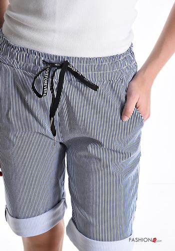 Striped knee-length Bermuda with drawstring with elastic with pockets - ph 4