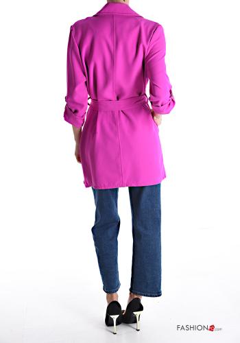 double-breasted Trench Coat with pockets with fabric belt - ph 2