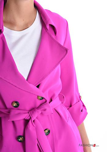double-breasted Trench Coat with pockets with fabric belt - ph 4