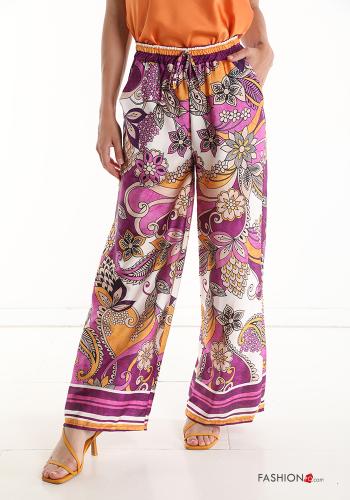 Pantalone Fantasia floreale con tasche con fiocco - ph 1