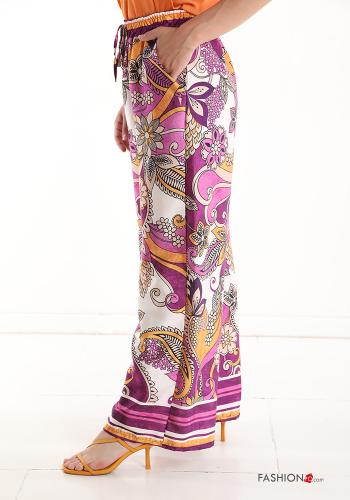 Pantalone Fantasia floreale con tasche con fiocco - ph 3