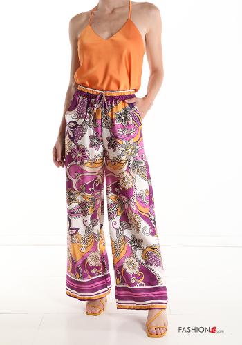 Pantalone Fantasia floreale con tasche con fiocco - ph 5