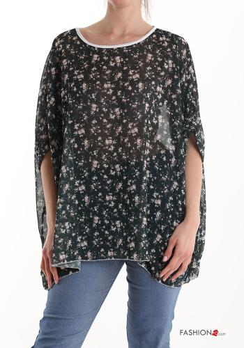 Blumenmuster kurze ärmel Bluse - ph 1