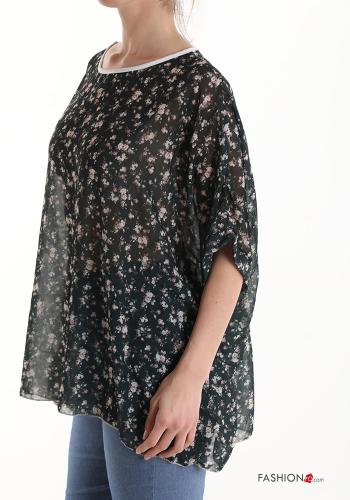 Blumenmuster kurze ärmel Bluse - ph 3