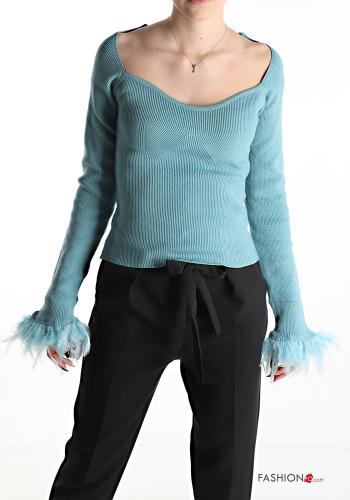 Jersey con plumas escote bardot - ph 1