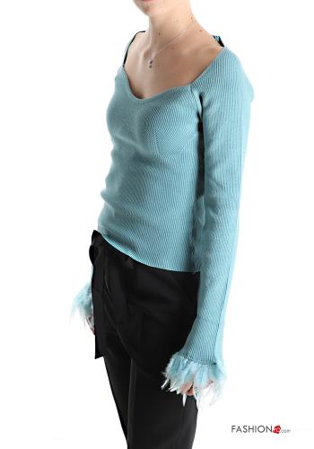 Jersey con plumas escote bardot - ph 3
