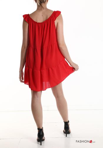 knielanger Ärmelloses Kleid mit Volants - ph 2