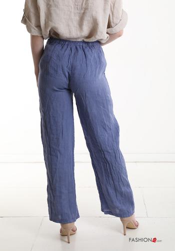 wide leg Hose aus Leinen mit Taschen mit gummizug mit kordelzug - ph 4