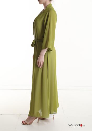 Casaco comprido com cinto de tecido manga três quartos - ph 3