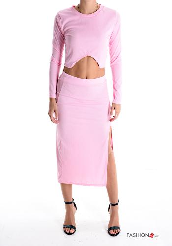 Ribbed Co-ord with elastic with split - ph 1
