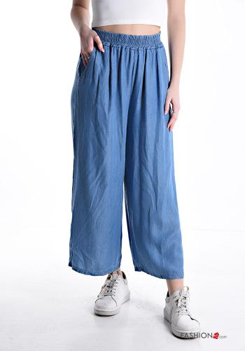denim Trousers with pockets with elastic