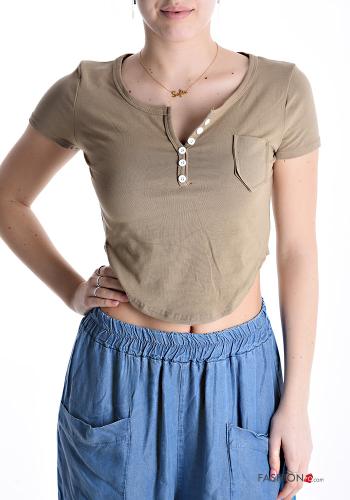 short sleeve Cotton Top with buttons