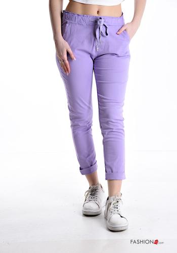 Cotton Trousers with pockets with elastic with bow