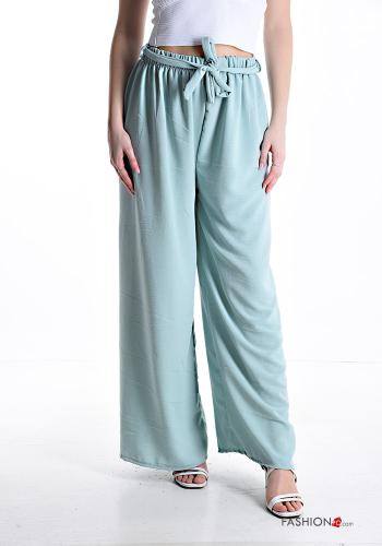 Pantalones wide leg con lazo