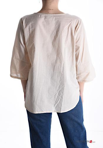 Blouse en Coton col rond à broderie - ph 2