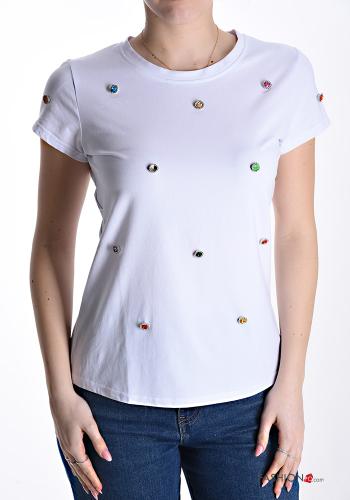 Cotton T-shirt with rhinestones