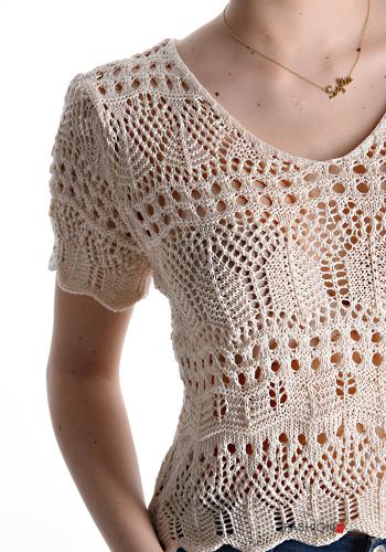 Camisola em Algodão manga curta gola redonda Padrão bordado - ph 4