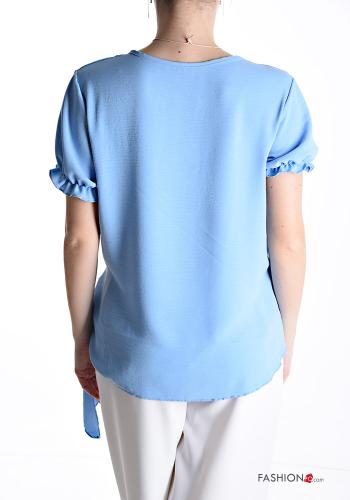 Blusa maniche corte girocollo con collana con nodo - ph 2