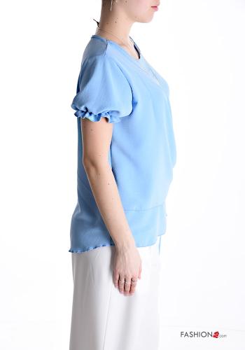 Blusa maniche corte girocollo con collana con nodo - ph 3