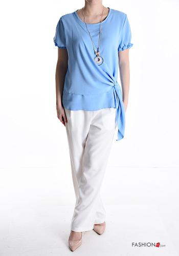 Blusa maniche corte girocollo con collana con nodo - ph 5