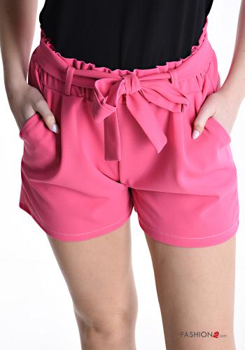 Shorts with fabric belt with elastic with pockets - ph 4