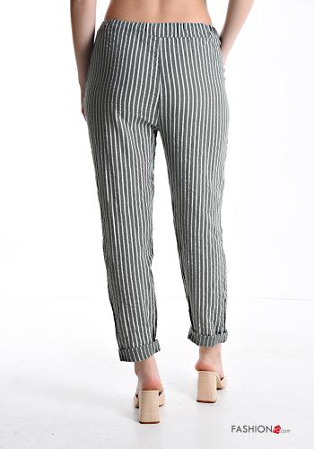 Pantalone in Cotone Fantasia righe con tasche con coulisse - ph 2