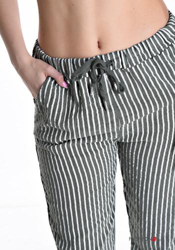 Pantalone in Cotone Fantasia righe con tasche con coulisse - ph 4