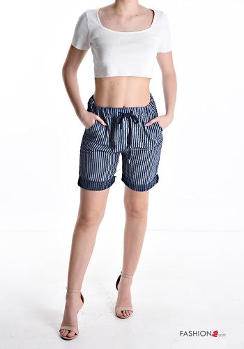 Bermuda in Cotone Fantasia righe con tasche con coulisse - ph 5