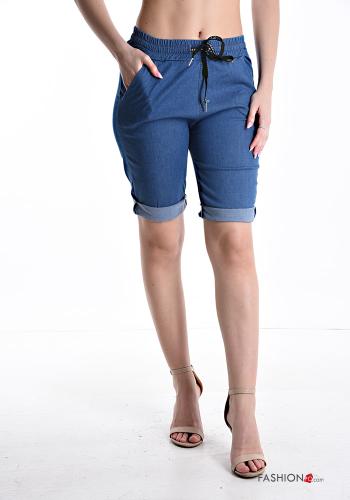 skinny Cotton Bermuda with drawstring with elastic with pockets - ph 1