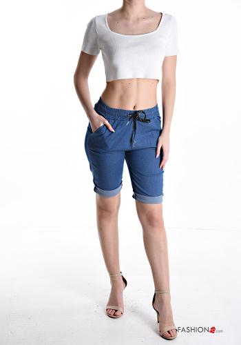 skinny Cotton Bermuda with drawstring with elastic with pockets - ph 5
