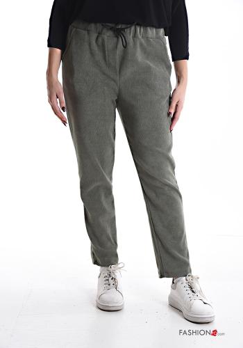 Gerippte Hose mit Taschen mit gummizug mit kordelzug - ph 1