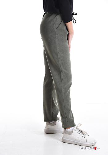 Gerippte Hose mit Taschen mit gummizug mit kordelzug - ph 3