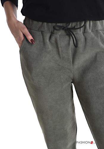 Gerippte Hose mit Taschen mit gummizug mit kordelzug - ph 4
